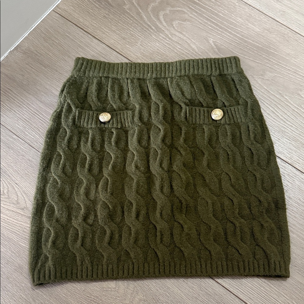 H&M Olive Cable Knit Mini Skirt